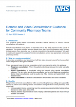 Remote and Video Consultations: Guidance for Community Pharmacy Teams
